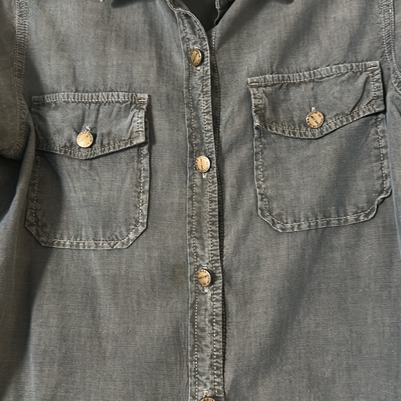 Current/Elliott The Perfect Shirt in Army Green 3 Large - Picture 5 of 9